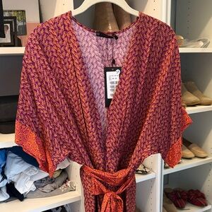 VIX Stylish Women's Kimono Romper - Orange and Purple